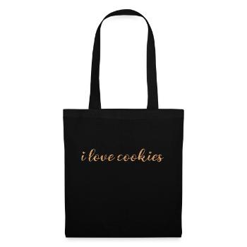 i love cookies ausgeschrieben - Stoffbeutel - Schwarz - Vorne