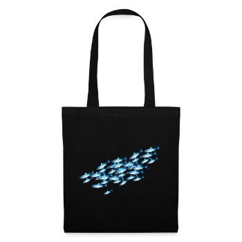 Glowing blue school of fish in the water - Tote Bag - black - Front