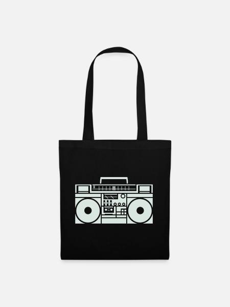 Ghettoblaster Boombox Silhouette - Stoffbeutel - Schwarz