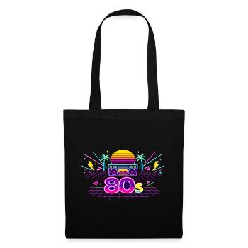 Neon 80er Boombox Sonnenuntergang - Stoffbeutel - Schwarz - Vorne