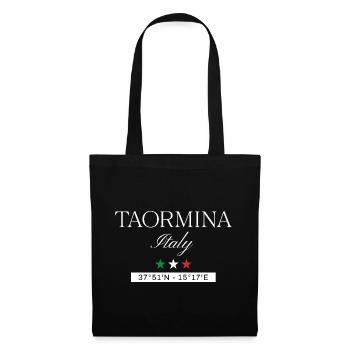 Taormina Italien Souvenir – Reise minimalistisch - Stoffbeutel - Schwarz - Vorne