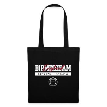 Birmingham England Koordinaten Reise Souvenir - Stoffbeutel - Schwarz - Vorne