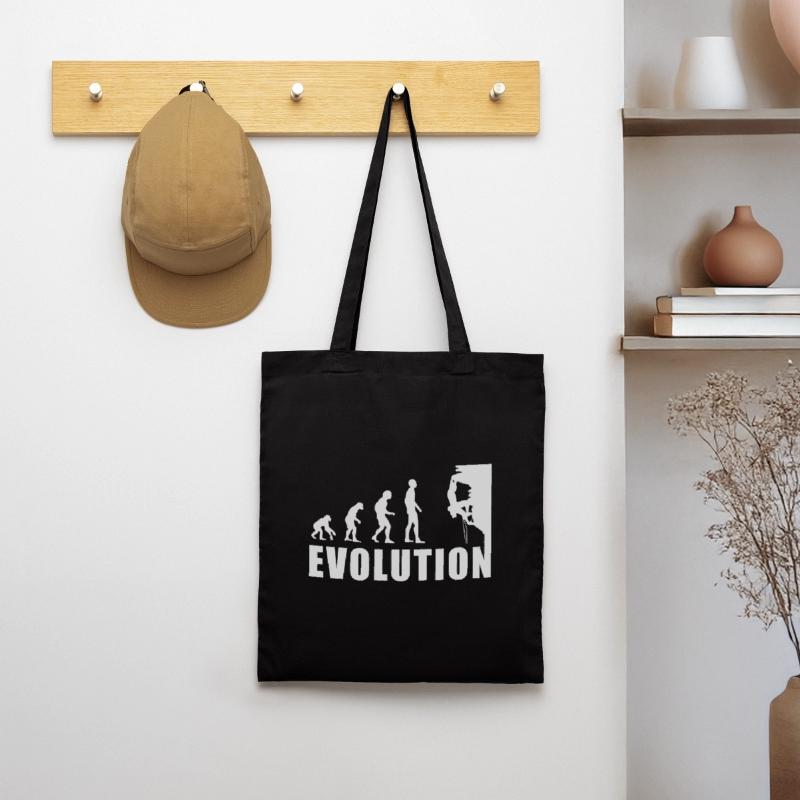 EVOLUTION Klettern Bergsteigen Climbing Geschenk Stoffbeutel