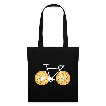 Pizza vélo pizza pizza drôle - Sac en tissu - noir - Devant