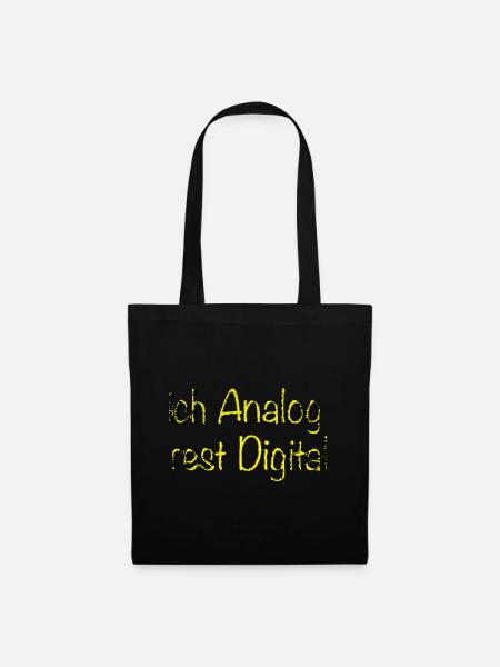 Ich analog Rest digital Statement Design - Stoffbeutel - Schwarz