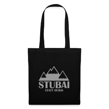 Stubai(tal) statt Dubai - Skifahren Berge Winter - Stoffbeutel - Schwarz - Vorne