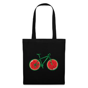 Vélo chapeau melon BIKE. Idée cadeau roue pastèque - Sac en tissu - noir - Devant