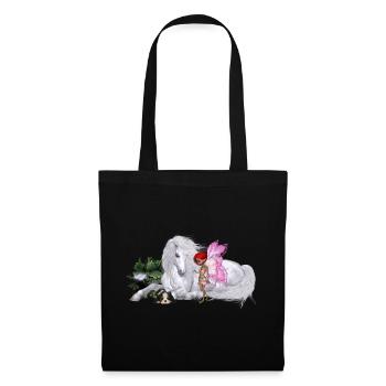 Merveilleuse licorne avec fée - Sac en tissu - noir - Devant