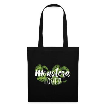 Monstera Lover Tropische Pflanzen Geschenk - Stoffbeutel - Schwarz - Vorne