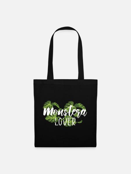 Monstera Lover Tropische Pflanzen Geschenk - Stoffbeutel - Schwarz