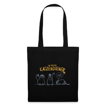Katzendiener hier ist die Katze König/in - Stoffbeutel - Schwarz - Vorne