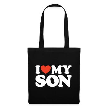 I love my son Herz Shirt - Stoffbeutel - Schwarz - Vorne