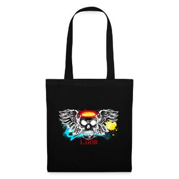 L.Gor stylischer Totenkopf - Stoffbeutel - Schwarz - Vorne