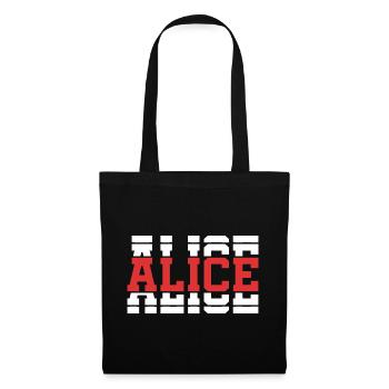 T-Shirt Alice T-Shirt Geschenkidee gestapelter Text - Stoffbeutel - Schwarz - Vorne