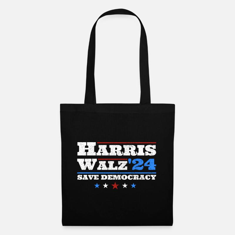 Kamala Harris & Tim Walz 2024 Support Vintage - Stoffbeutel - Schwarz