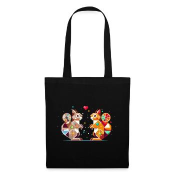 Deux écureuils avec un coeur coloré qui attire l’attention - Sac en tissu - noir - Devant