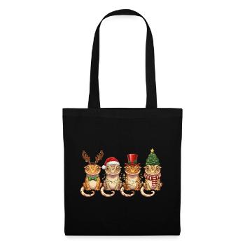 Kronengecko Weihnachtsmann Weihnachtsbeleuchtung - Stoffbeutel - Schwarz - Vorne