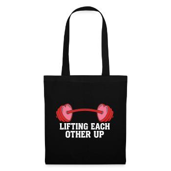 Sich gegenseitig hochheben lustiges Fitnessstudio-Workout Valentine - Stoffbeutel - Schwarz - Vorne