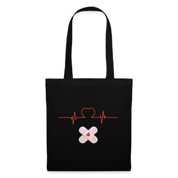 Cœur et Pansements Croisés - Sac en tissu - noir - Devant