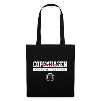 Kopenhagen Dänemark Koordinaten Reise Souvenir - Stoffbeutel - Schwarz - Vorne