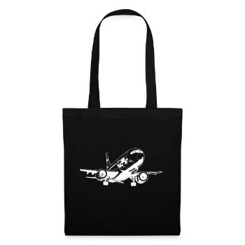 Flugzeug Zeichnung - Stoffbeutel - Schwarz - Vorne
