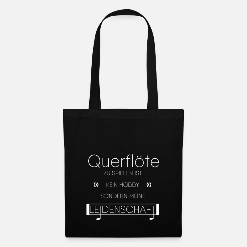 Querflöte Instrument Geschenk - Stoffbeutel - Schwarz