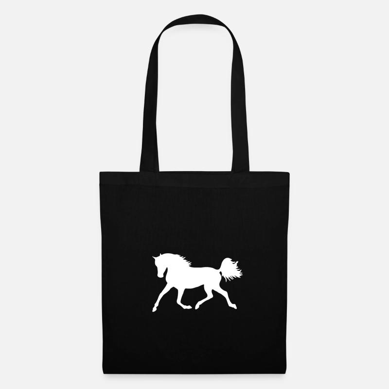 Pferd Silhouette weiß - Stoffbeutel - Schwarz
