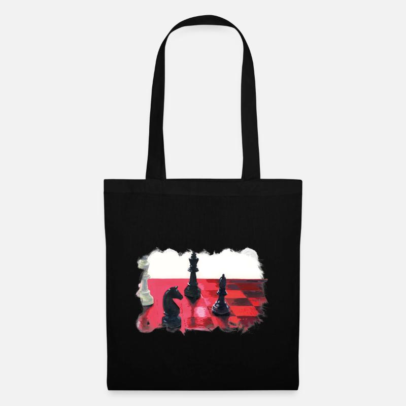 Jeu d'échecs avec roi, coureur et chevalier - Sac en tissu - noir