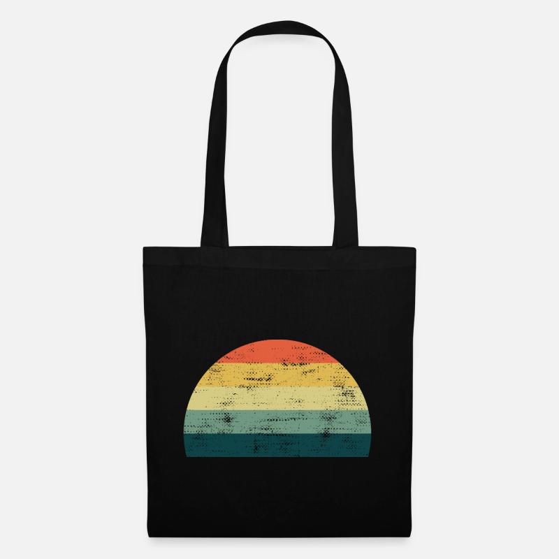 Retro Sonne Sunset Regenbogen Farben Vorlage - Stoffbeutel - Schwarz