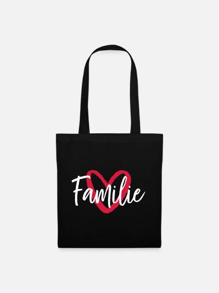 Familie Herz I Partnerlook Eltern Kinder - Stoffbeutel - Schwarz