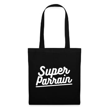 T-shirt Super parrain. Cadeau parrain - Sac en tissu - noir - Devant