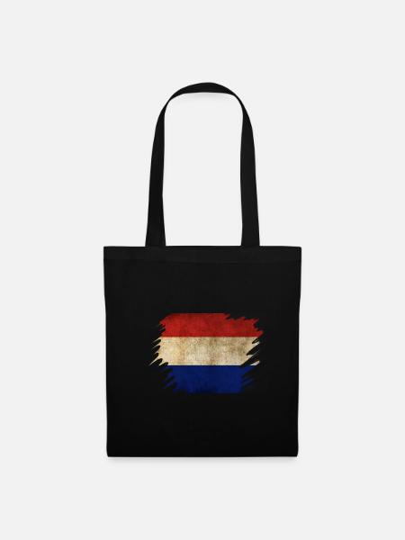 Grunge Holländisches Flaggendesign - Stoffbeutel - Schwarz