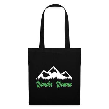 Wander Woman Spruch Berge Natur Hobby Wandern - Stoffbeutel - Schwarz - Vorne
