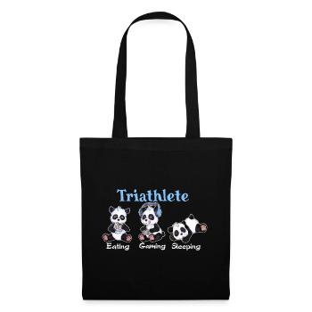 Triathlete Eating Gaming Sleeping - Cute Panda - Stoffbeutel - Schwarz - Vorne