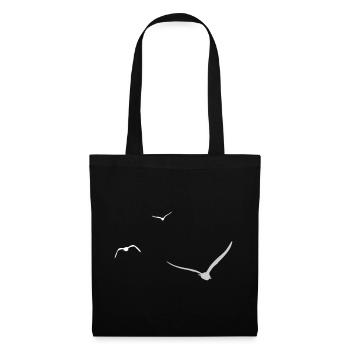 Trois mouettes | Mouette | Couleurs réglables - Sac en tissu - noir - Devant