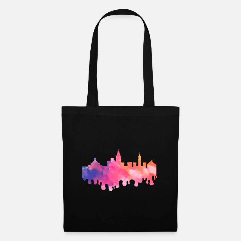 Valencia Spanien Stadt Skyline Splash Bunt Urlaub - Stoffbeutel - Schwarz