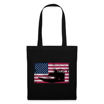 Drapeau américain USA Airboat Fanboat Airboating - Sac en tissu - noir - Devant