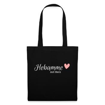 Hebamme mit Herz - Stoffbeutel - Schwarz - Vorne