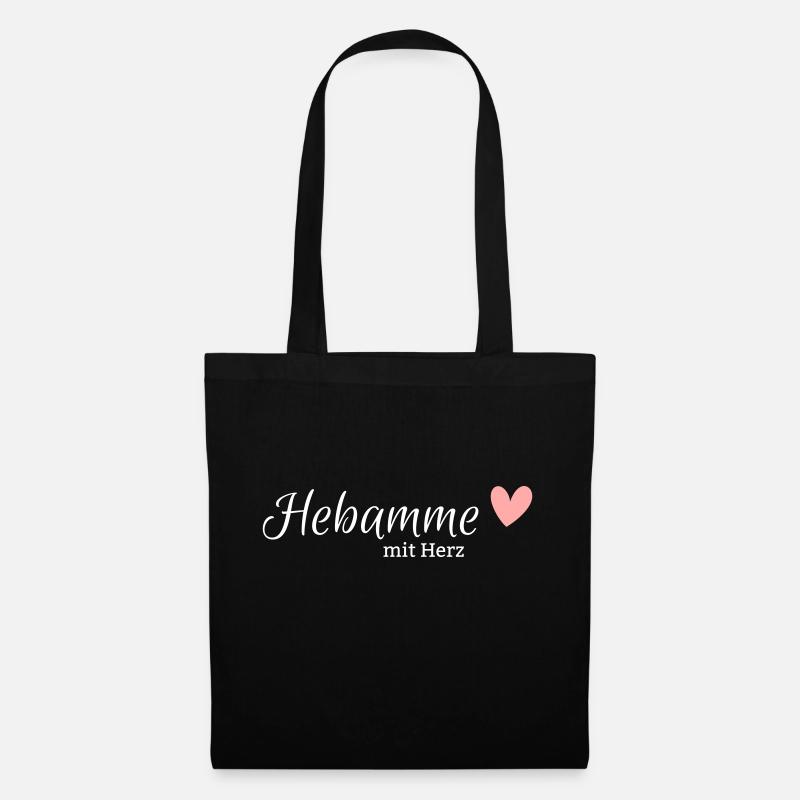 Hebamme mit Herz - Stoffbeutel - Schwarz