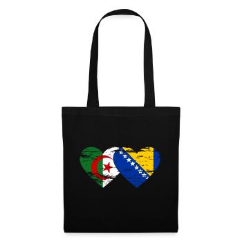 Algérie Bosnie drapeau coeur utilisé - Sac en tissu - noir - Devant