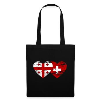 Géorgie Suisse Drapeau Coeur Utilisé - Sac en tissu - noir - Devant