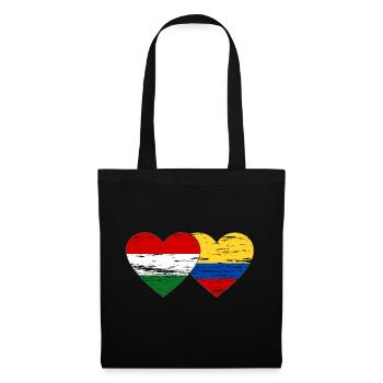 Hongrie Colombie drapeau coeur utilisé - Sac en tissu - noir - Devant