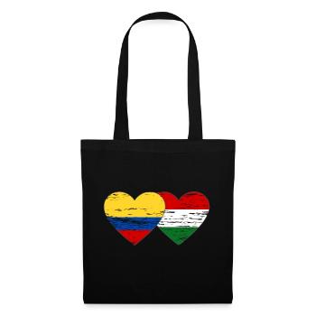 Colombia Hungary flag heart used - Tote Bag - black - Front