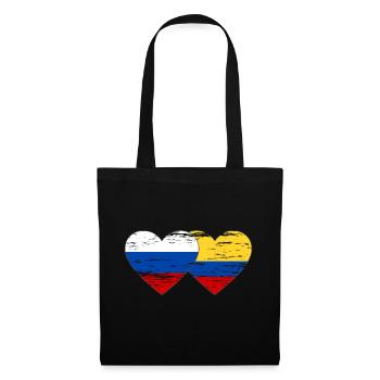 Russie Colombie drapeau coeur utilisé - Sac en tissu - noir - Devant
