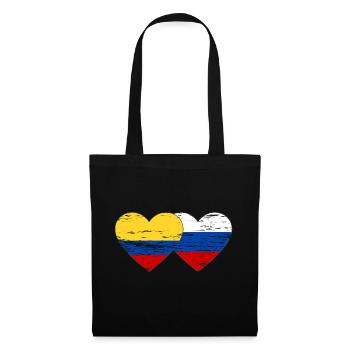 Colombie Russie drapeau coeur utilisé - Sac en tissu - noir - Devant
