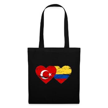 Turquie Colombie Drapeau Coeur Utilisé - Sac en tissu - noir - Devant