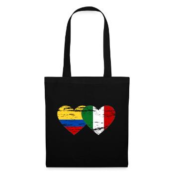 Colombia Italy Flag Heart Used - Tote Bag - black - Front