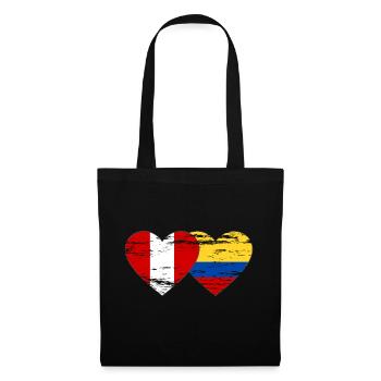 Peru Colombia flag heart used - Tote Bag - black - Front