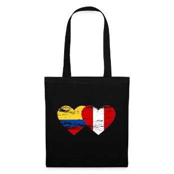 Colombia Peru Flag Heart Used - Tote Bag - black - Front