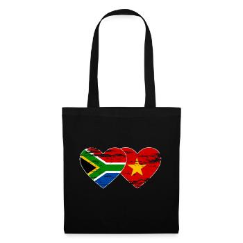 Südafrika Vietnam Flagge Herz used - Stoffbeutel - Schwarz - Vorne